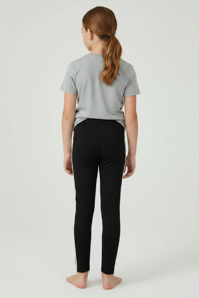 Pantalon Noir Fille Rayé Sport Stretch Confortable - Polyester - vue 2
