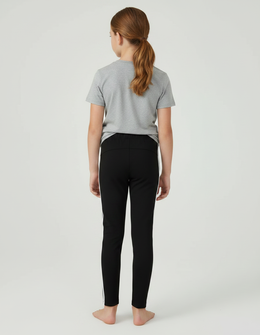 Pantalon Noir Fille Rayé Sport Stretch Confortable - Polyester - vue 2