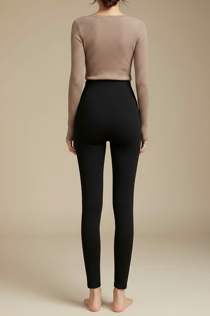 Pantalon Noir Taille Haute Ajusté Maternité Confortable - Maille - vue 2