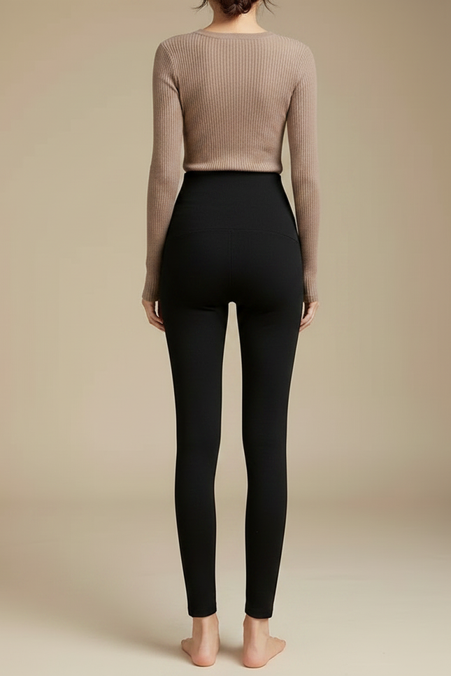 Pantalon Noir Taille Haute Ajusté Maternité Confortable - Maille - vue 2