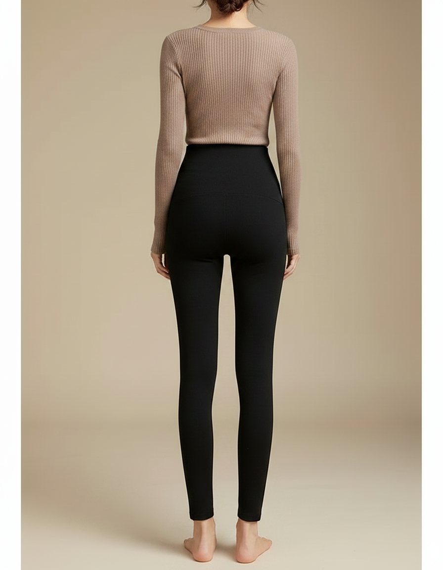 Pantalon Noir Taille Haute Ajusté Maternité Confortable - Maille - vue 2