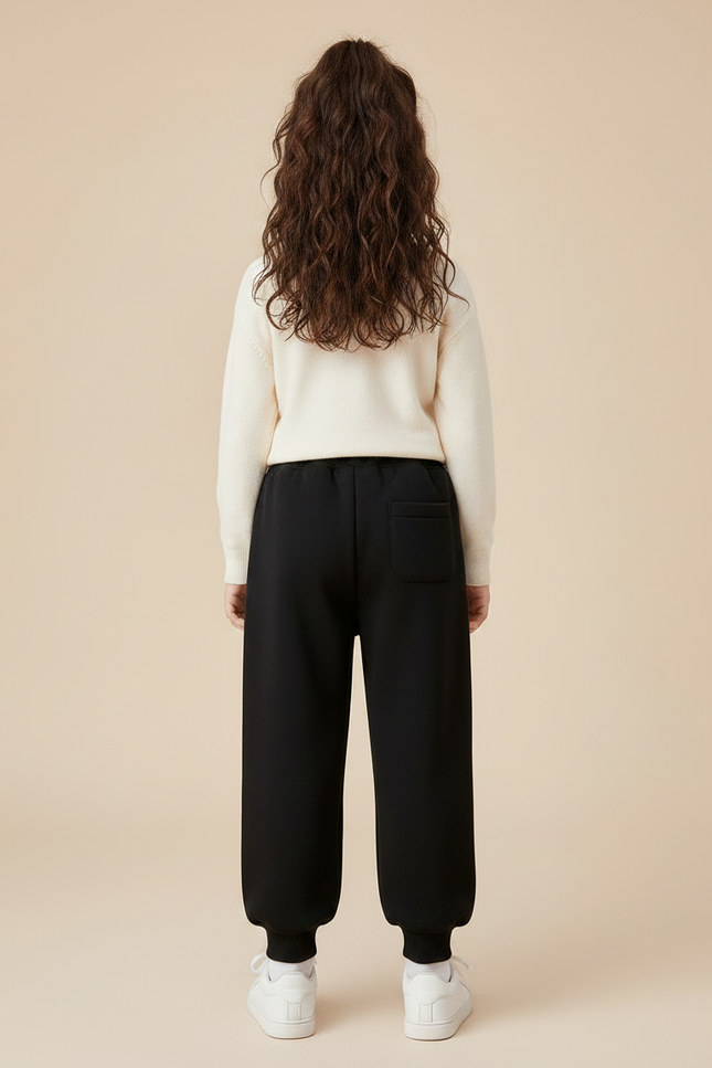 Pantalon Noir Molletonné Confortable Lapins Cœurs Fille - vue 2