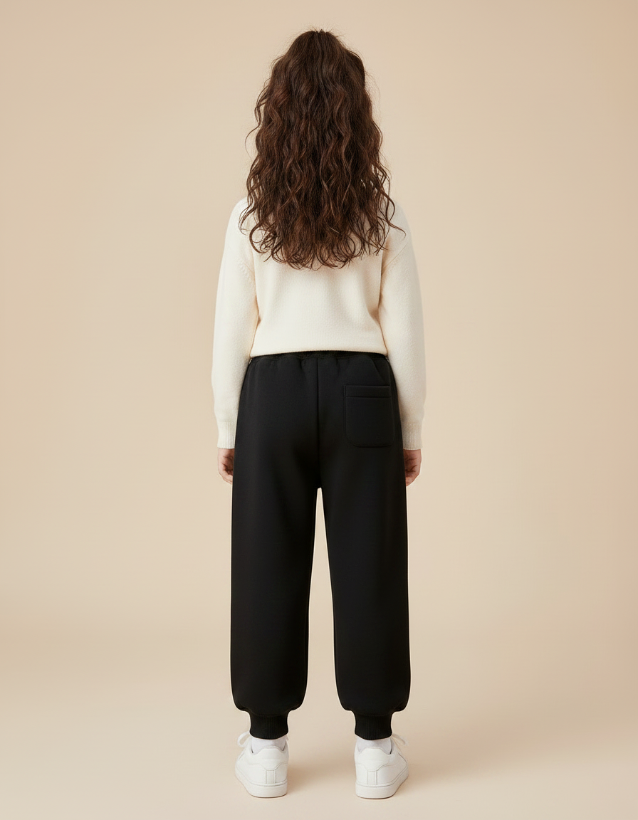 Pantalon Noir Molletonné Confortable Lapins Cœurs Fille - vue 2