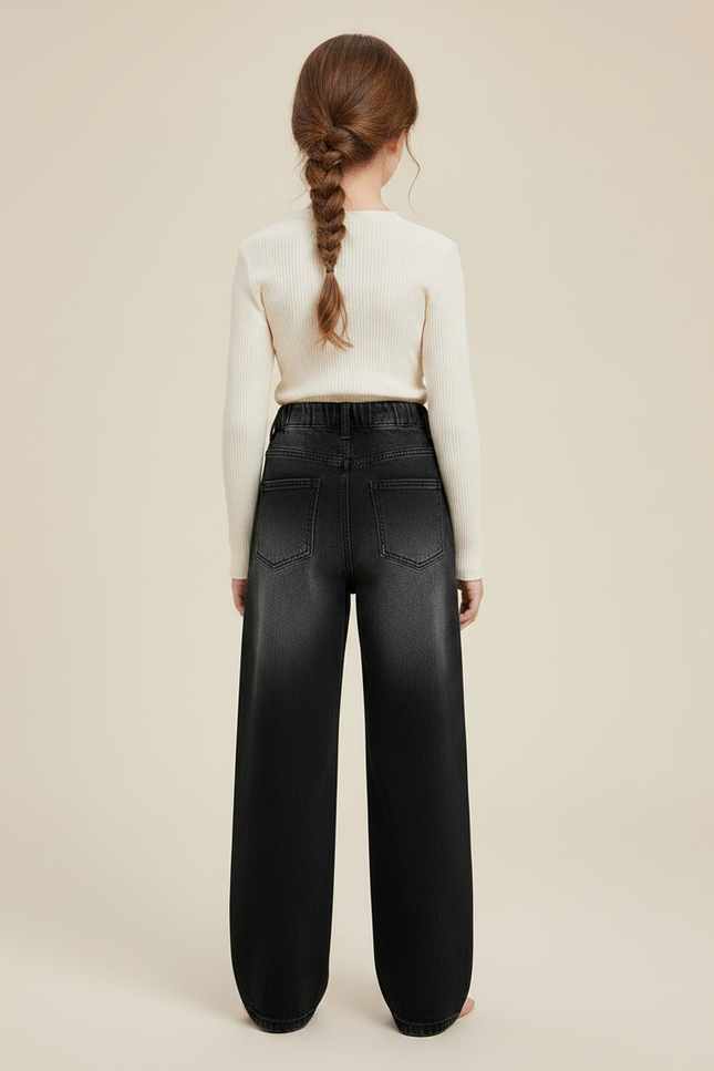 Pantalon Noir Ample Denim Vintage Fille Décontracté - Jean - vue 2