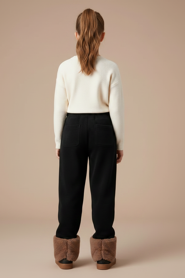 Pantalon Noir Côtelé Ample Chaud Enfant - Cordé - vue 2