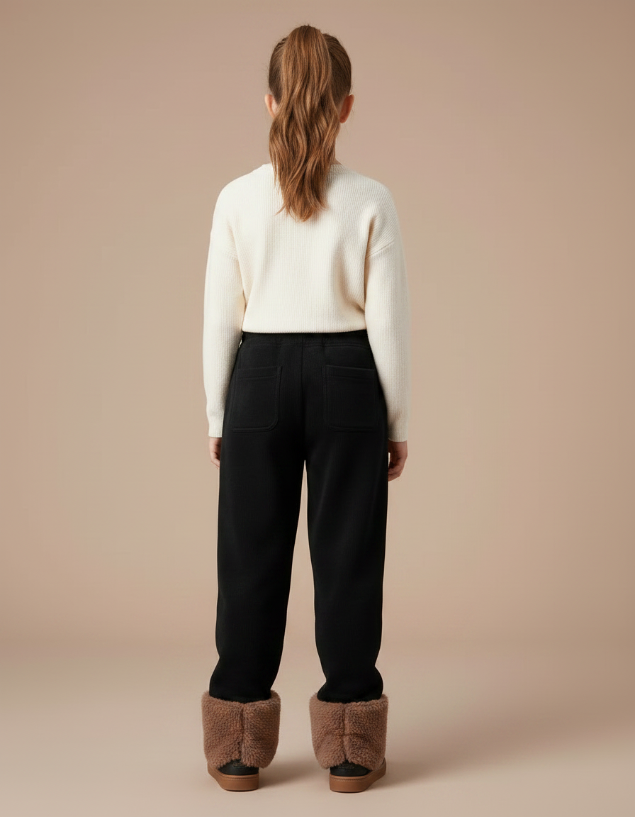 Pantalon Noir Côtelé Ample Chaud Enfant - Cordé - vue 2
