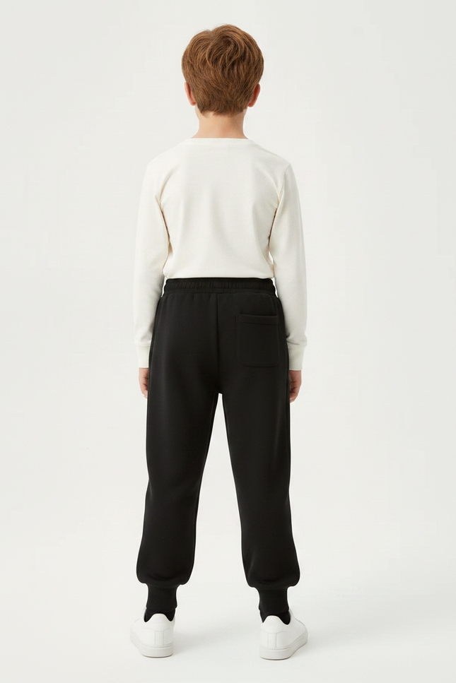 Pantalon Noir Garçon Molletonné Décontracté Sport Confortable - vue 2