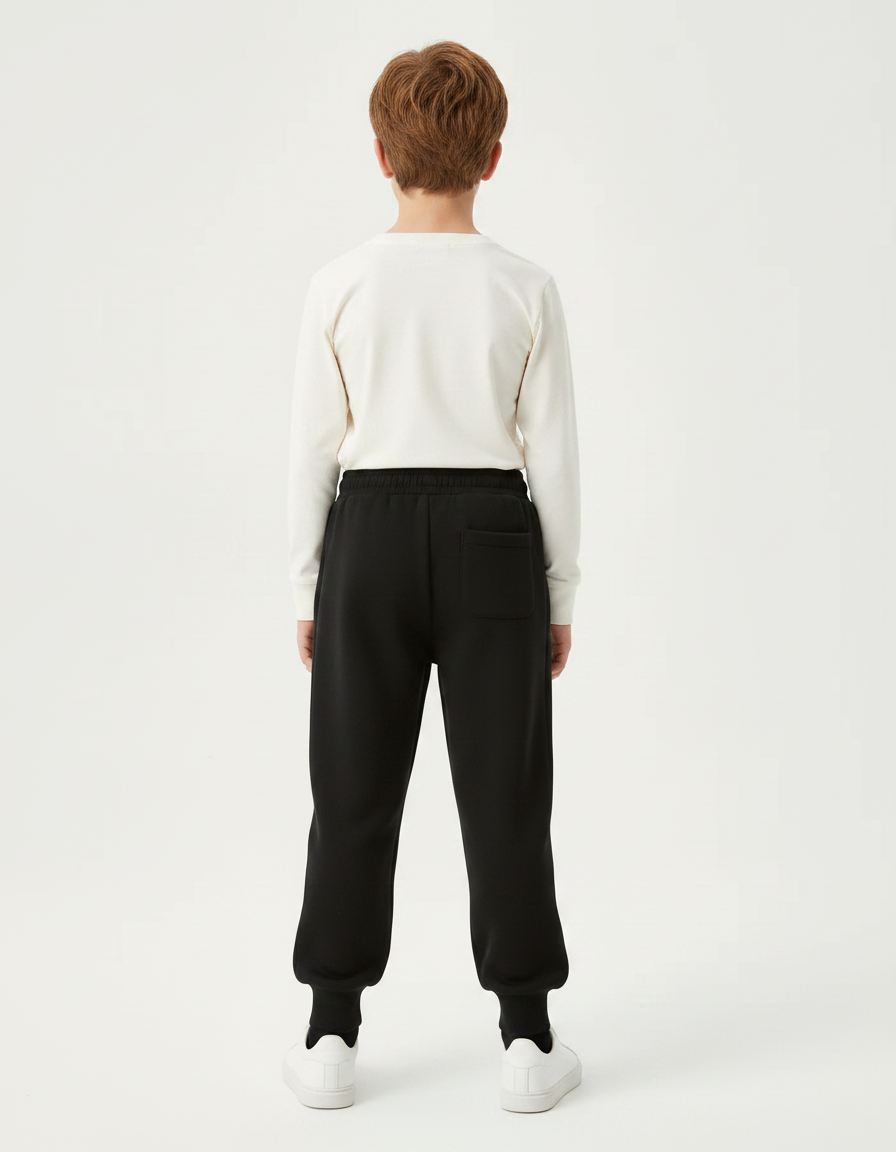 Pantalon Noir Garçon Molletonné Décontracté Sport Confortable - vue 2