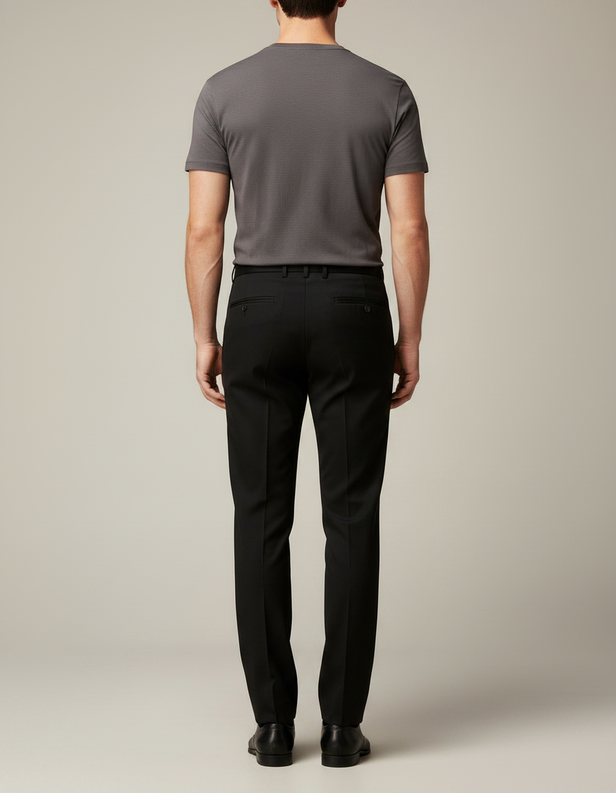 Pantalon Noir Homme Classique Habillé Élégant - Gabardine - vue 2