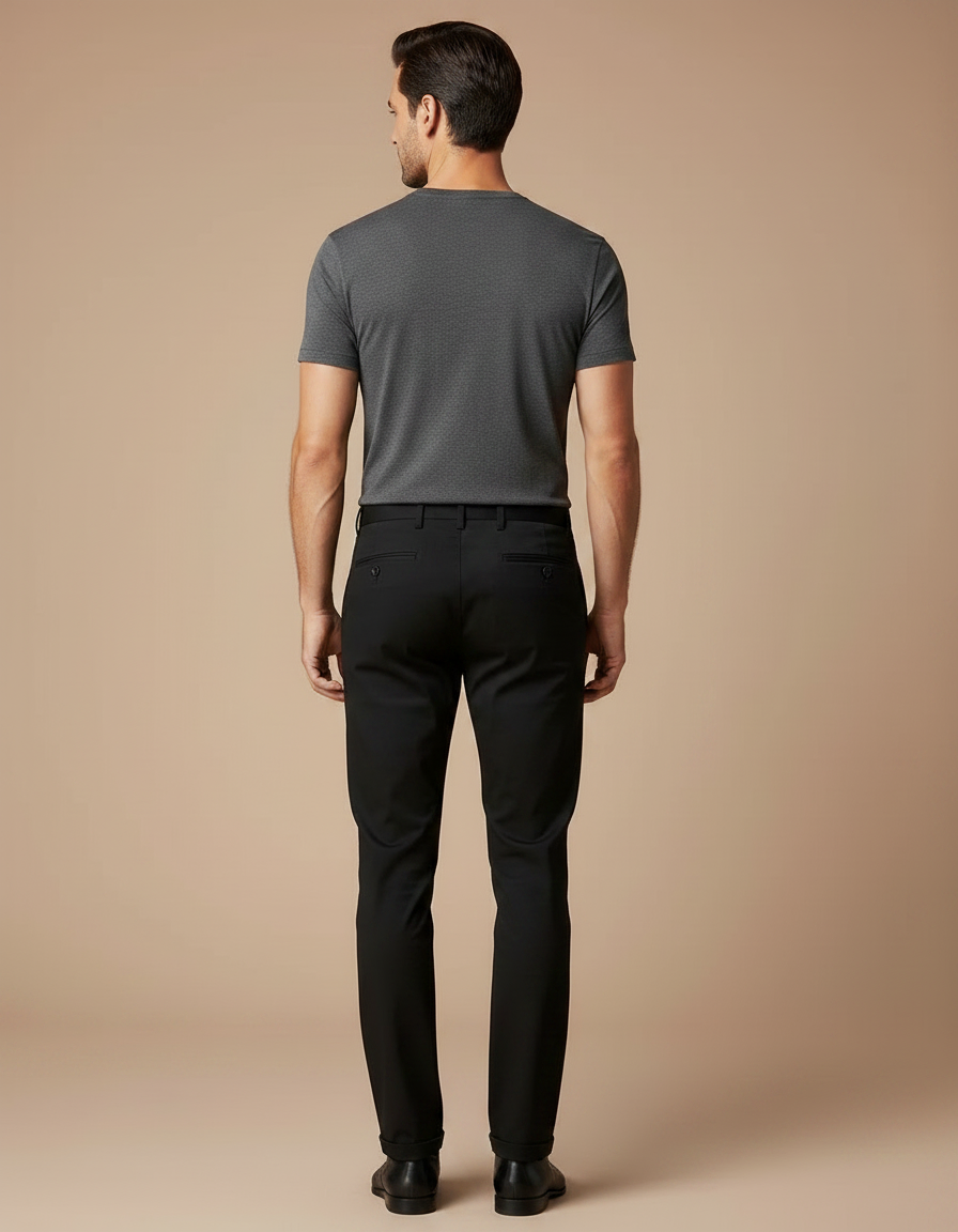 Pantalon Noir Droit Classique Confortable Homme - Gabardine - vue 2