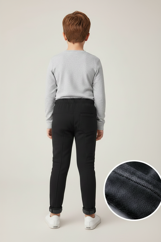 Pantalon Noir Enfant Garçon Molletonné Chaud - vue 2