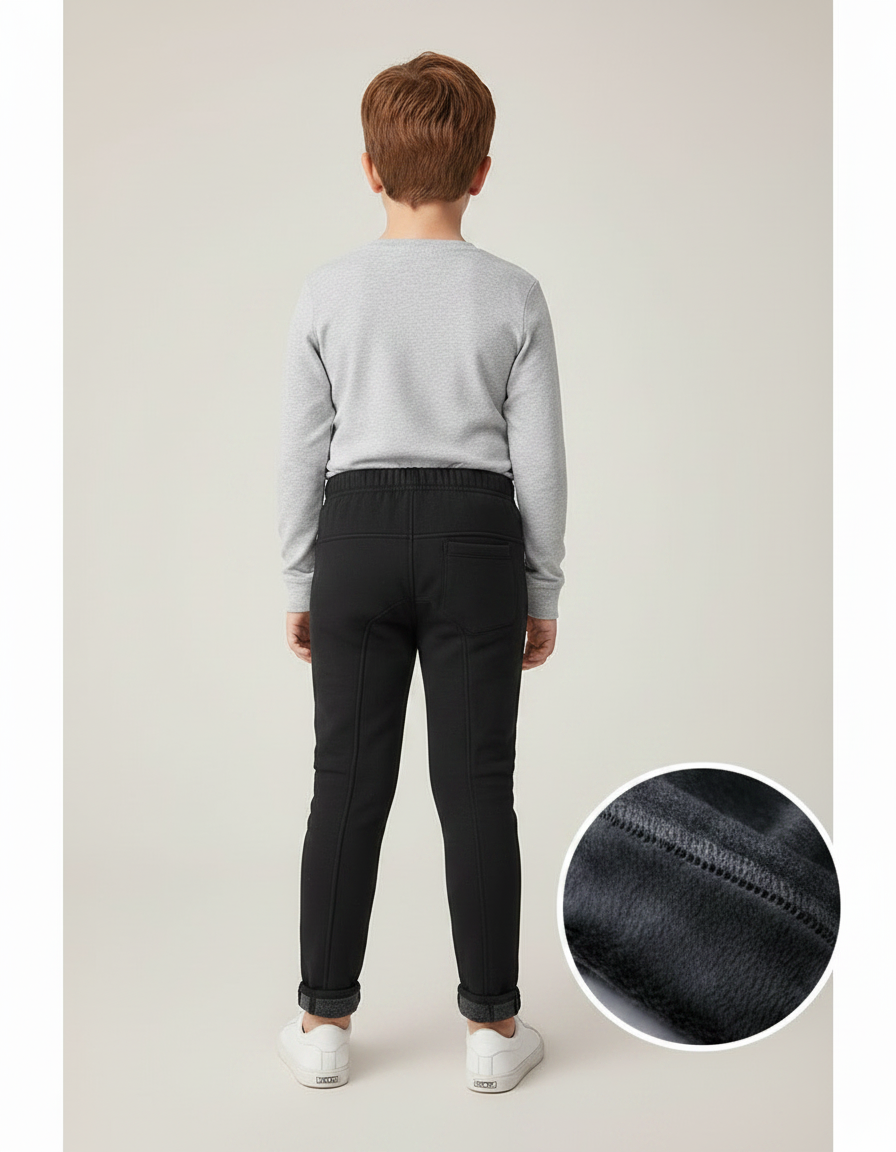 Pantalon Noir Enfant Garçon Molletonné Chaud - vue 2