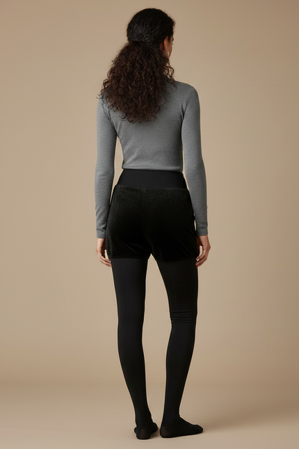 Pantalon Noir Velours Chaud Épais Doublé Femme - vue 2
