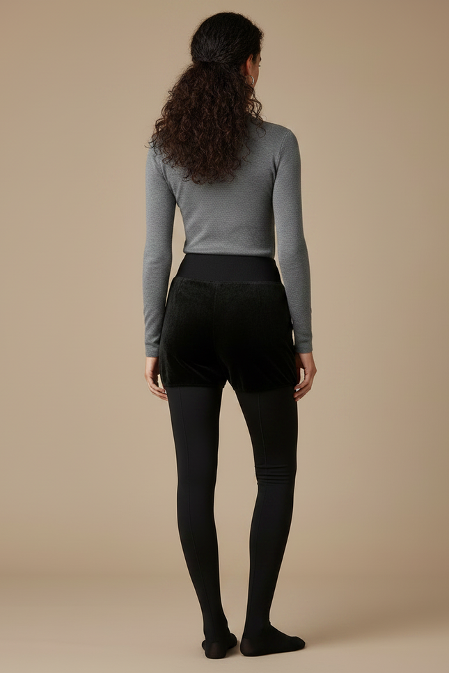 Pantalon Noir Velours Chaud Épais Doublé Femme - vue 2
