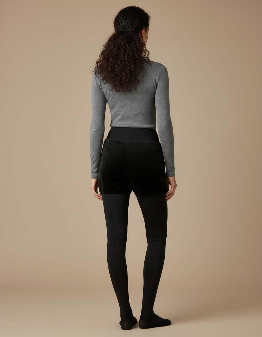 Pantalon Noir Velours Chaud Épais Doublé Femme - vue 2