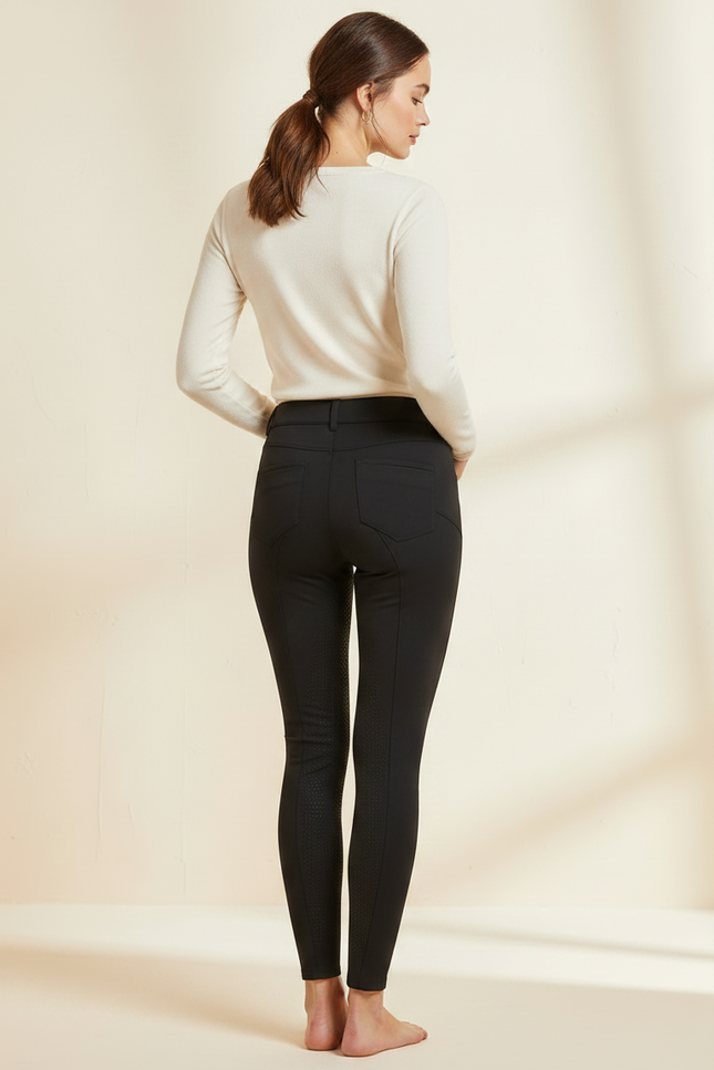Pantalon Noir Équitation Silicone Ajusté Respirant Femme - Polyester - vue 2