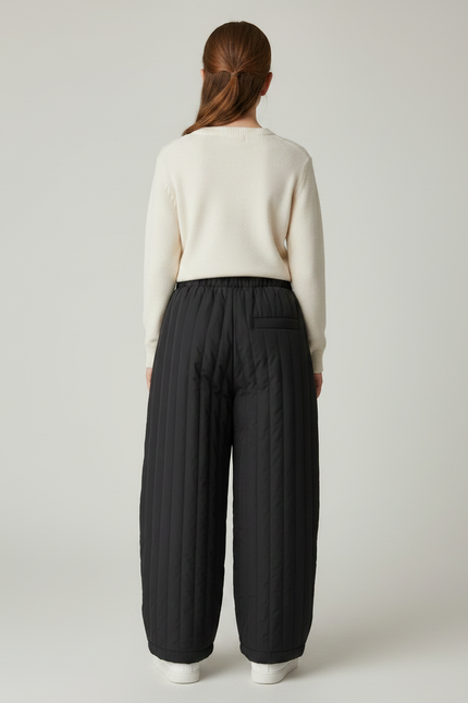 Pantalon Noir Matelassé Ample Hiver Enfant Fille - Polyester - vue 2