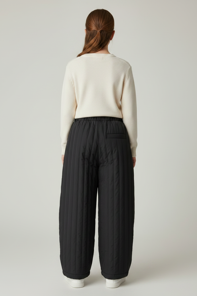 Pantalon Noir Matelassé Ample Hiver Enfant Fille - Polyester - vue 2