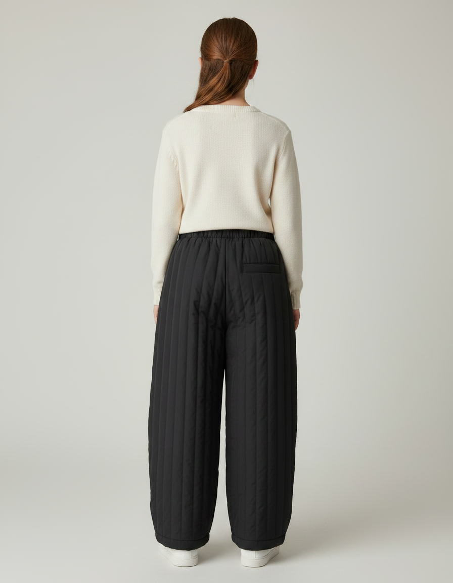 Pantalon Noir Matelassé Ample Hiver Enfant Fille - Polyester - vue 2