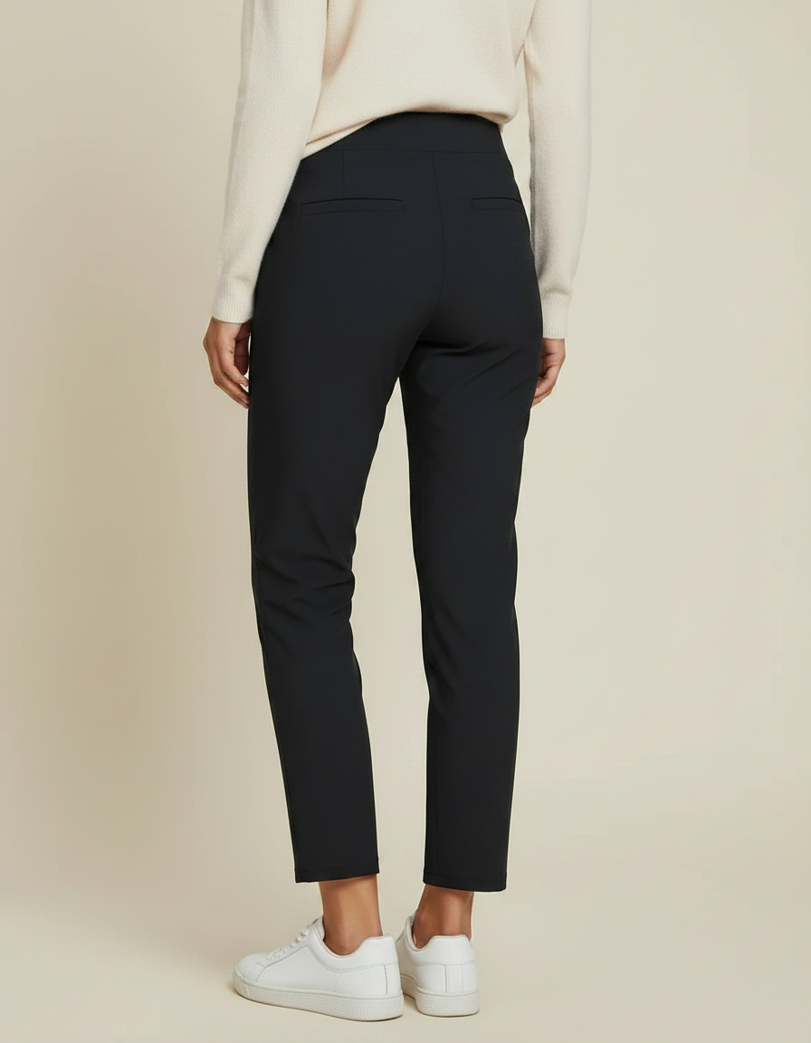Pantalon Noir Slim Extensible Taille Haute Femme - Gabardine - vue 2