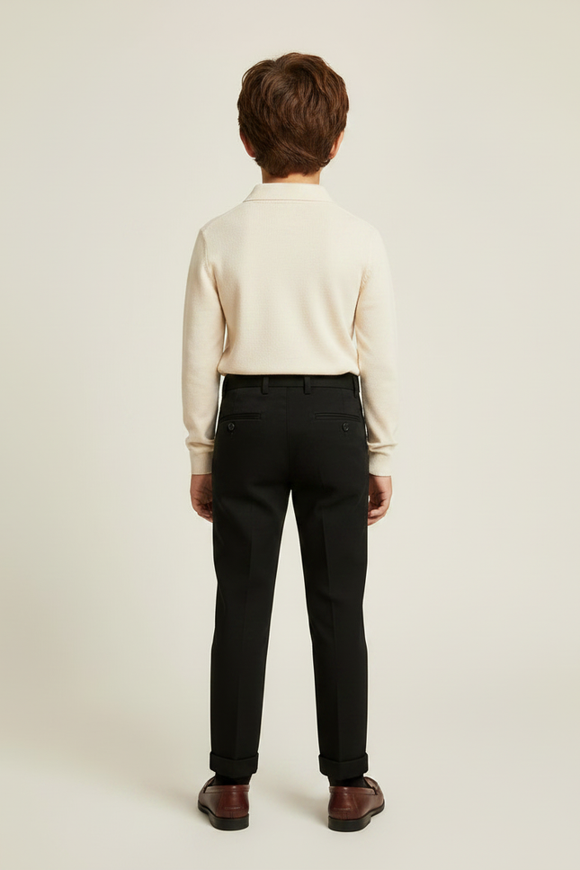 Pantalon Noir Garçon Habillé Élégant Classique Droit - Gabardine - vue 2