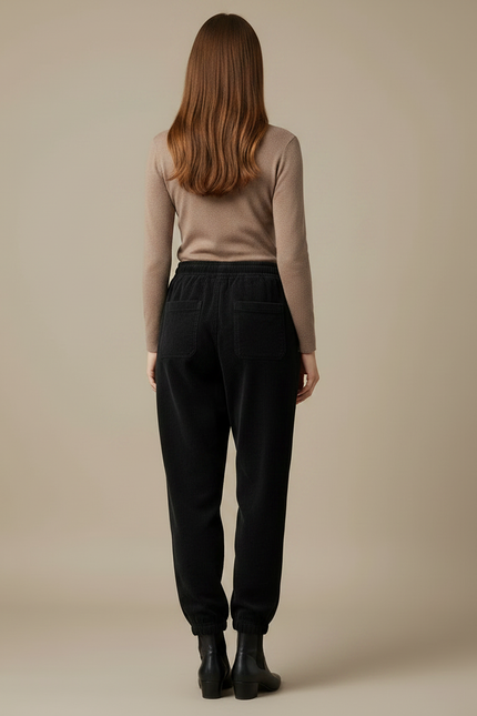 Pantalon Noir 7f6e - Cordé - vue 2