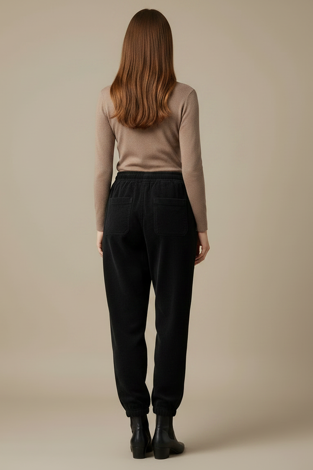 Pantalon Noir 7f6e - Cordé - vue 2