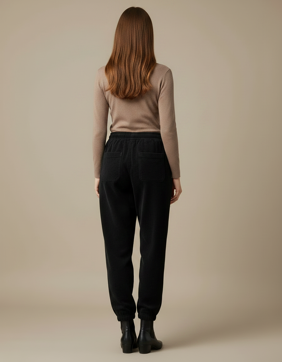 Pantalon Noir 7f6e - Cordé - vue 2
