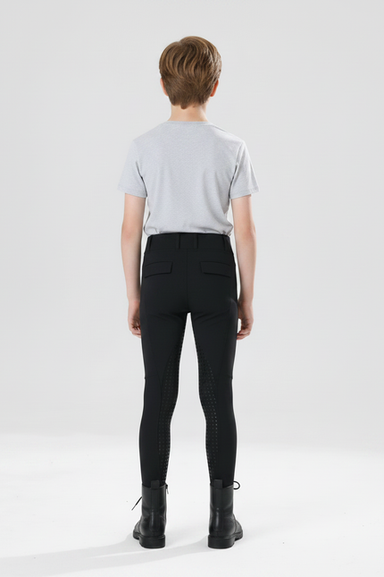 Pantalon Noir Équitation Enfant Silicone Adhérent Confortable - Polyester - vue 2