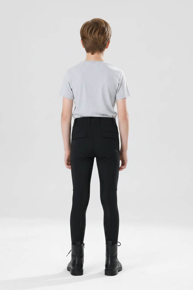 Pantalon Noir Équitation Enfant Silicone Adhérent Confortable - Polyester - vue 2