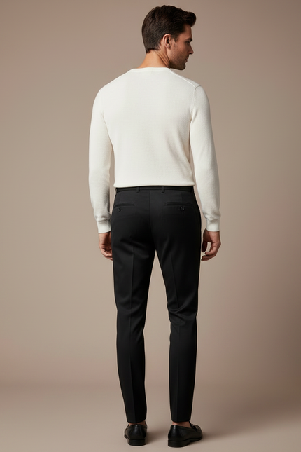 Pantalon Noir Slim Habillé Élégant Homme - Gabardine - vue 2