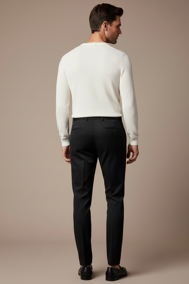Pantalon Noir Slim Habillé Élégant Homme - Gabardine - vue 2