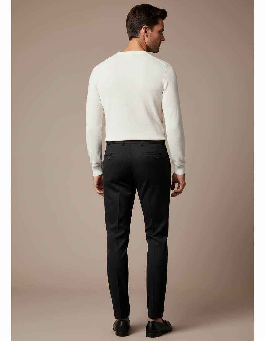 Pantalon Noir Slim Habillé Élégant Homme - Gabardine - vue 2