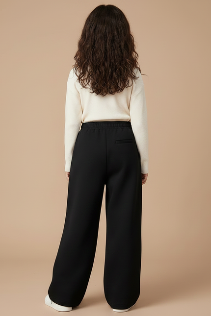 Pantalon Noir Ample Cargo Décontracté Fille Hiver - Molleton - vue 2