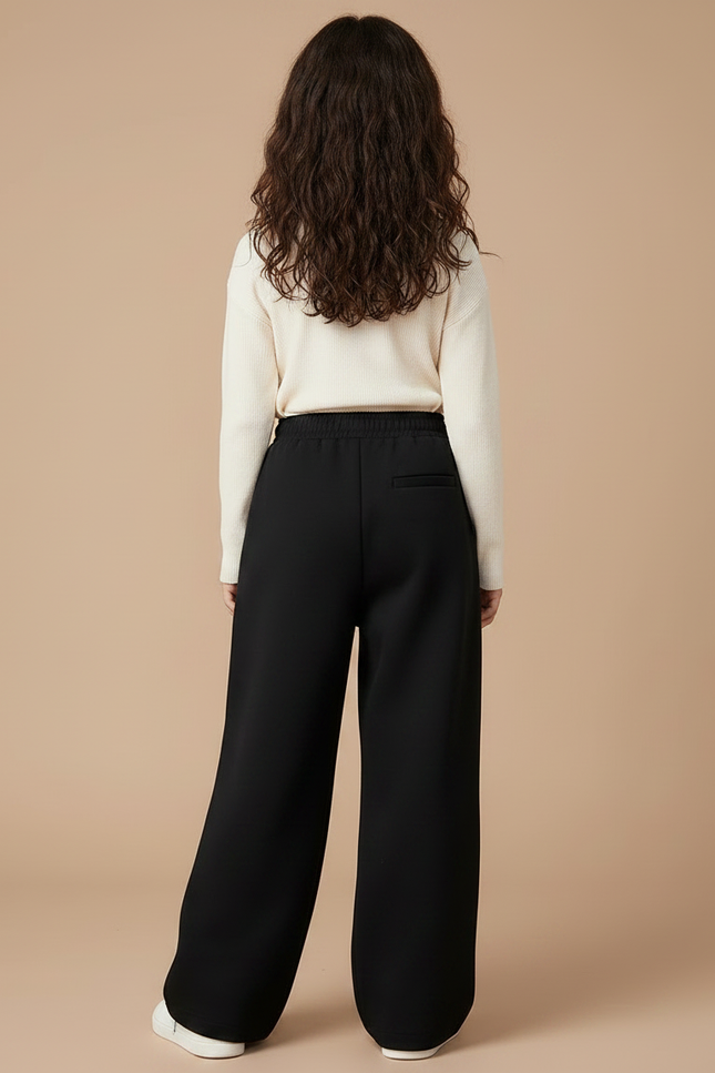 Pantalon Noir Ample Cargo Décontracté Fille Hiver - Molleton - vue 2