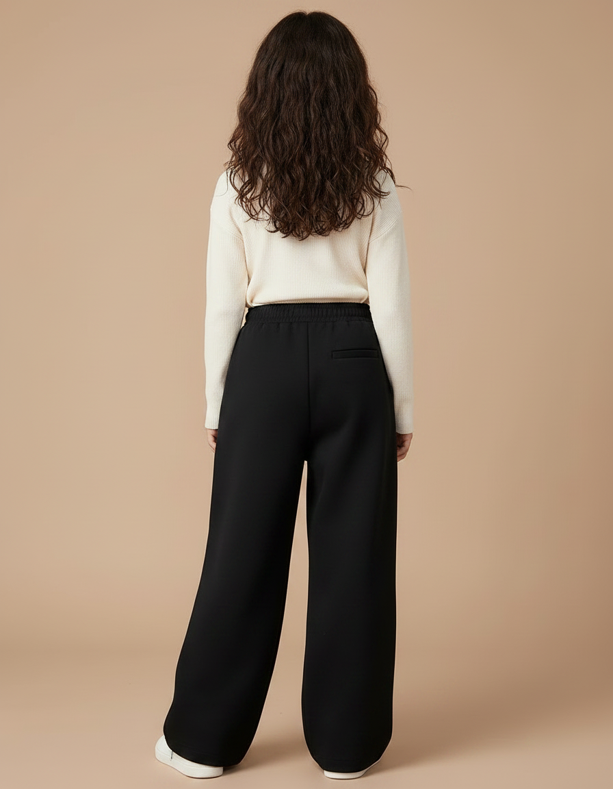 Pantalon Noir Ample Cargo Décontracté Fille Hiver - Molleton - vue 2