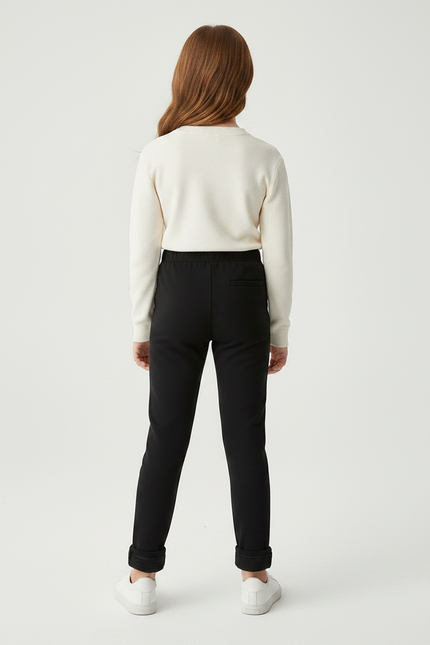 Pantalon Noir Fille Chaud Hiver Slim - Molleton - vue 2