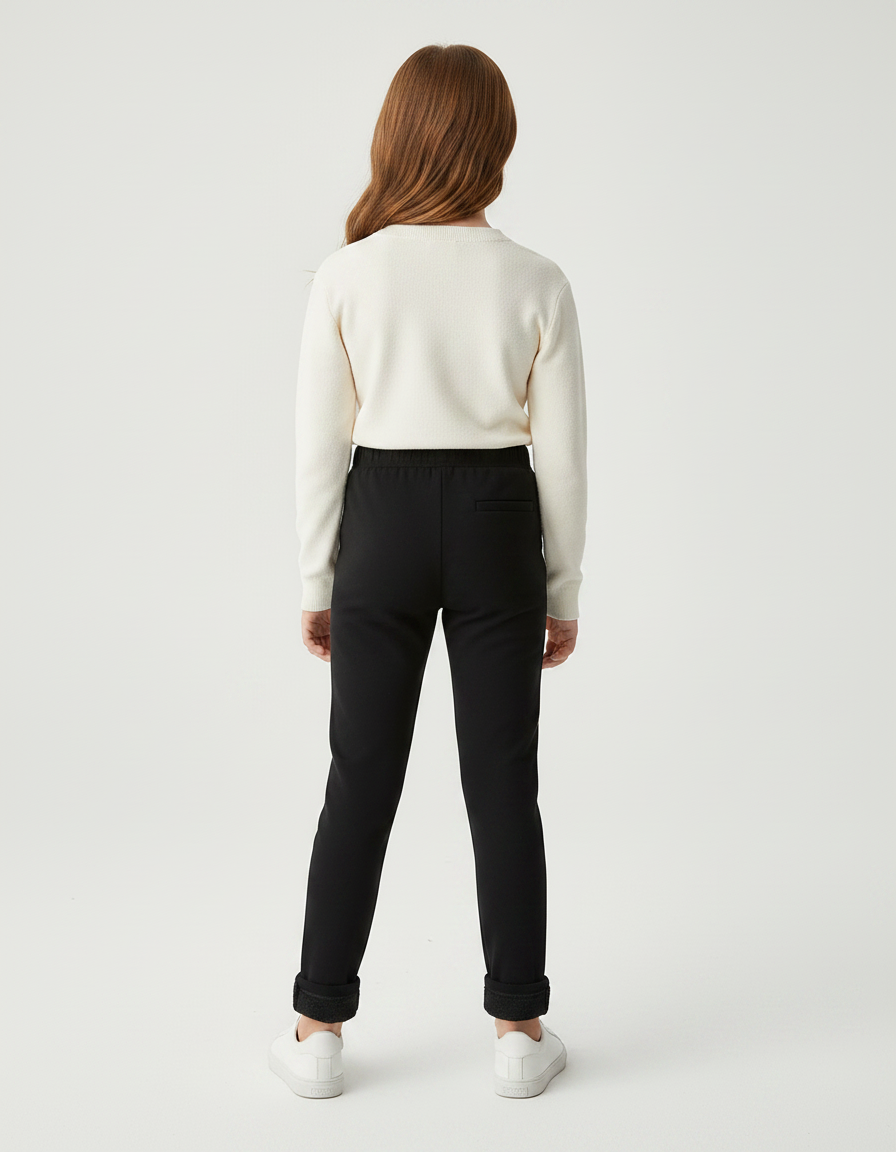 Pantalon Noir Fille Chaud Hiver Slim - Molleton - vue 2