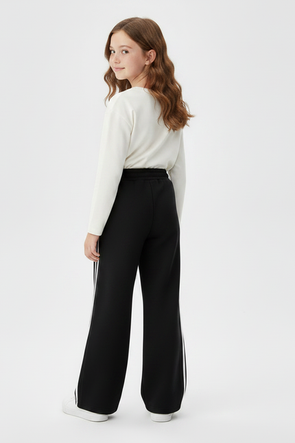 Pantalon Noir Et Blanc Large - Molleton - vue 2