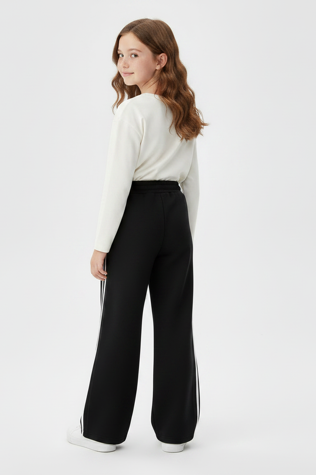 Pantalon Noir Et Blanc Large - Molleton - vue 2