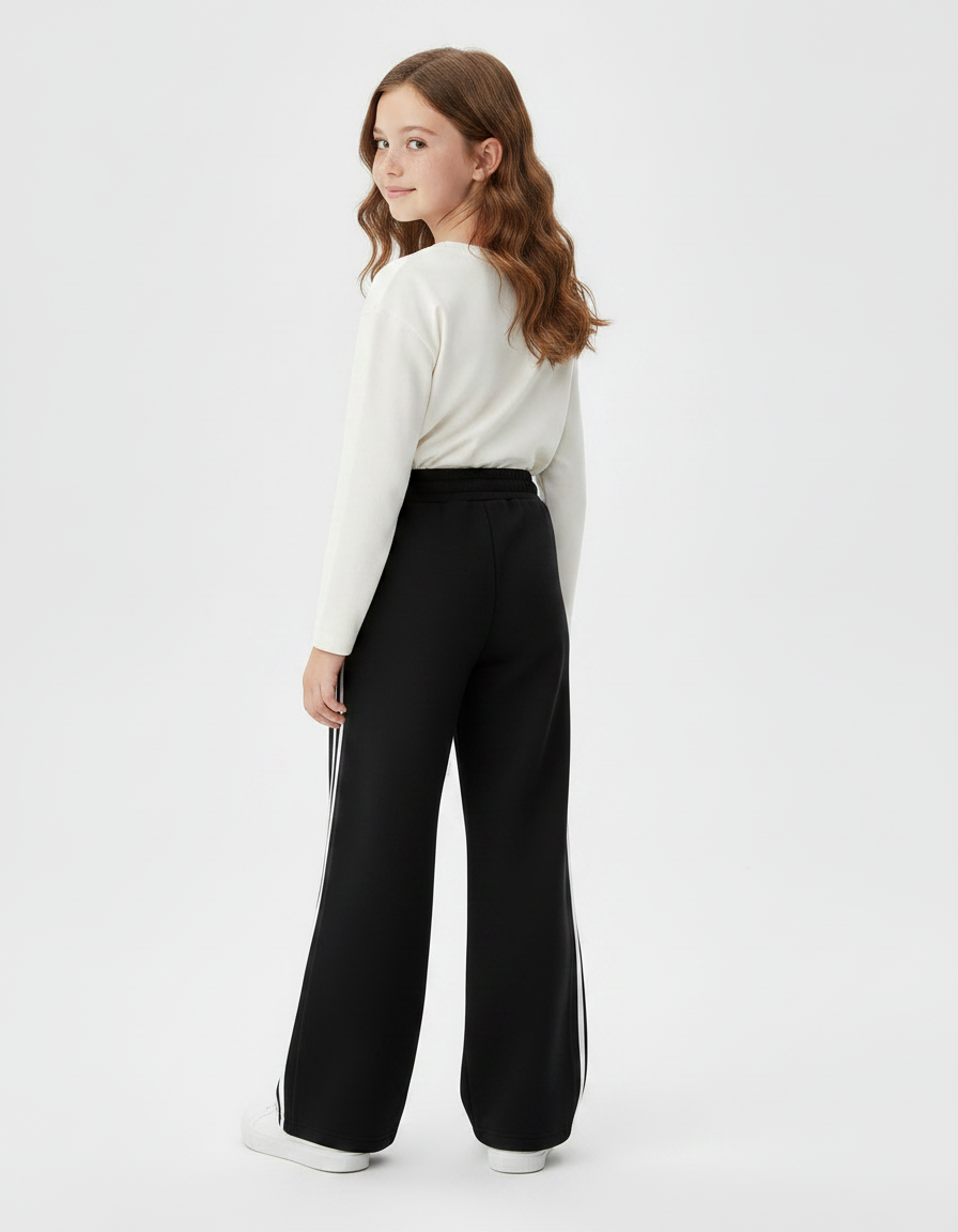 Pantalon Noir Et Blanc Large - Molleton - vue 2