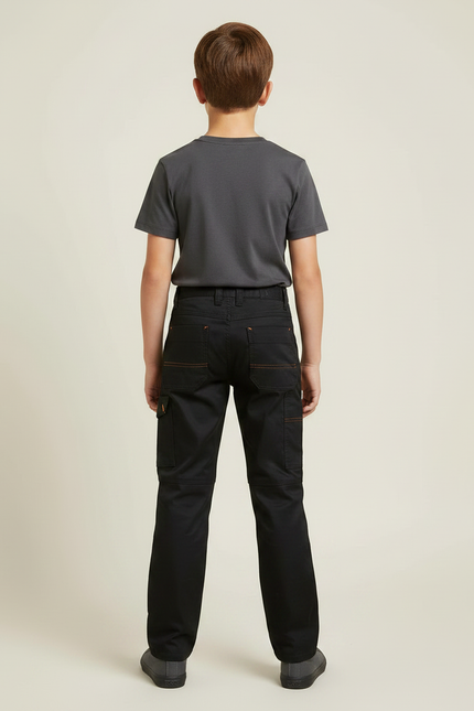 Pantalon Noir Cargo Enfant Robuste Multi-poches - Toile - vue 2