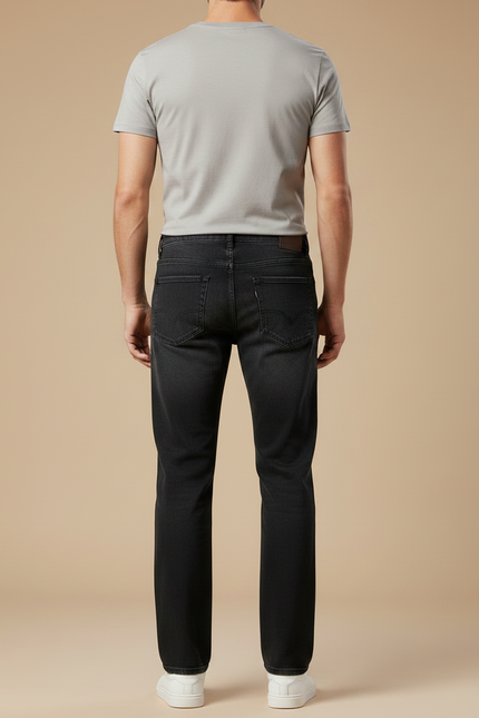 Pantalon Noir Denim Droit Décontracté Homme - Jean - vue 2