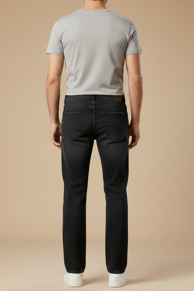 Pantalon Noir Denim Droit Décontracté Homme - Jean - vue 2