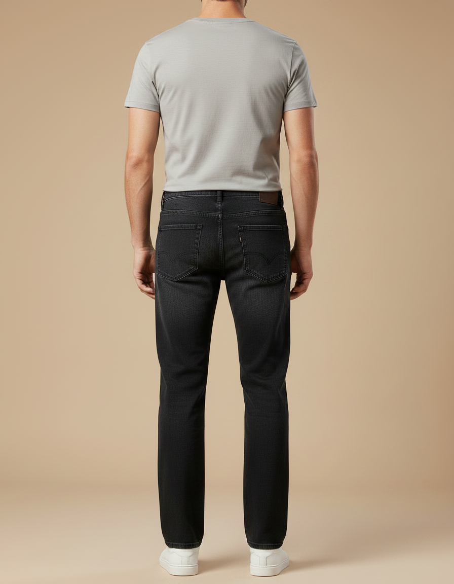 Pantalon Noir Denim Droit Décontracté Homme - Jean - vue 2