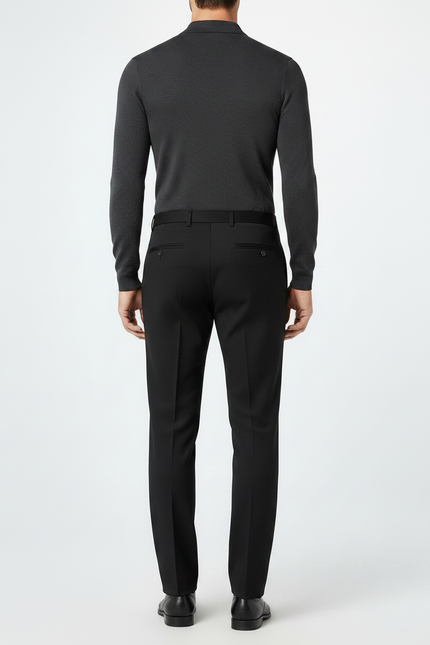 Pantalon Noir Homme Habillé Droit Classique Élégant - Gabardine - vue 2