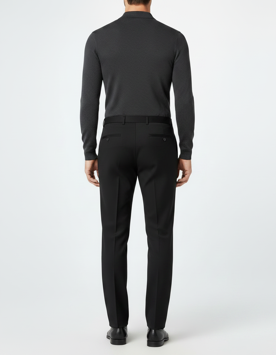 Pantalon Noir Homme Habillé Droit Classique Élégant - Gabardine - vue 2