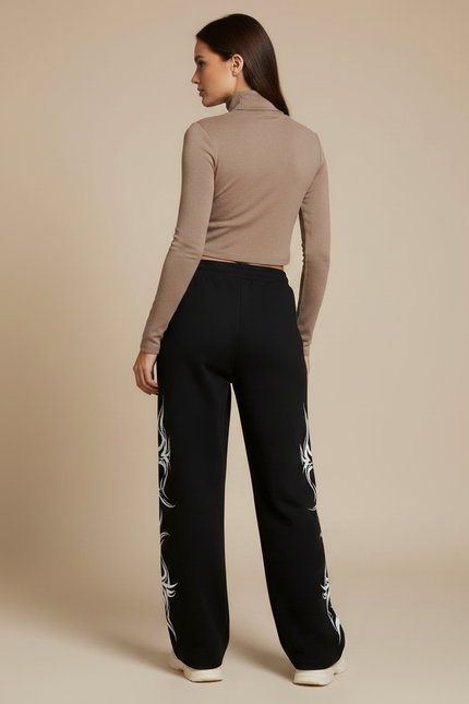 Pantalon Femme Noir Et Blanc - Molleton - vue 2