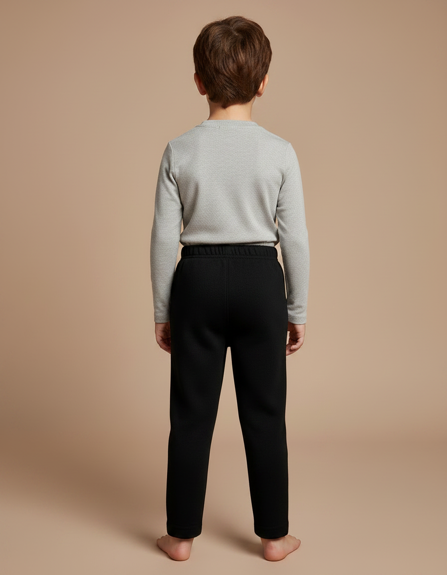 Pantalon Noir Molletonné Confortable Enfant Élastique - vue 2