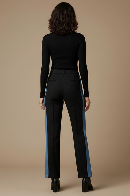 Pantalon Noir Boutons Latéraux Jean Décontracté Femme - vue 2